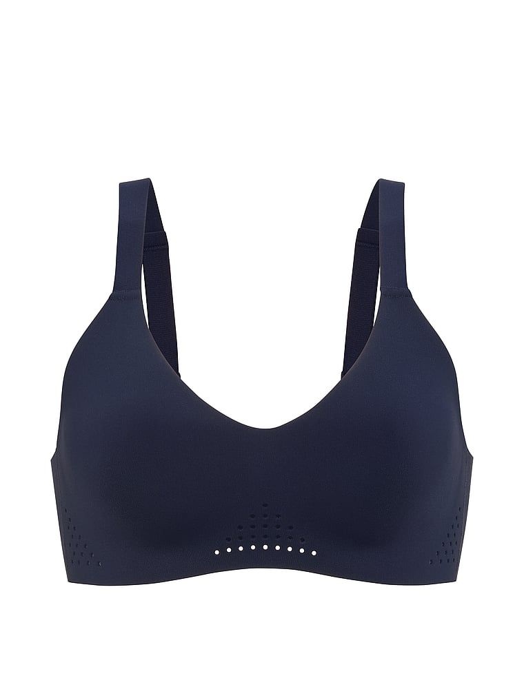 Sportovní podprsenka s výstřihem do V VSX Featherweight. Produkt je modré barvy a pochází z kolekce VSX.