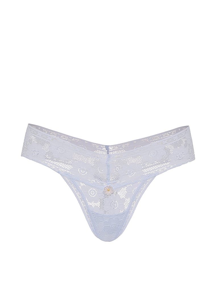 Tanga s krajkou Lace. Produkt je modré barvy a pochází z kolekce Lacie.