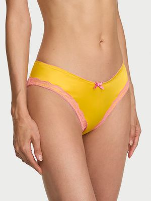 Victoria's Secret Saténové kalhotky s krajkovým lemem Cheeky Tease