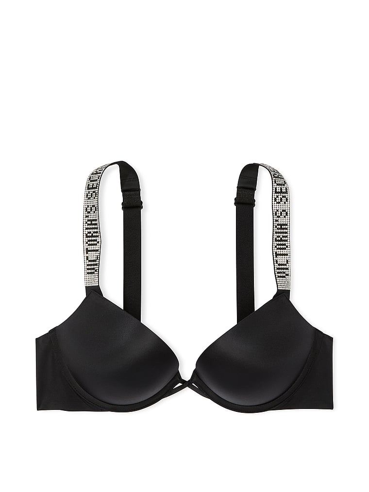 Push-up podprsenka zvětšující se o 2 velikosti Bombshell Shine Strap. Produkt je černý a pochází z kolekce Very Sexy.