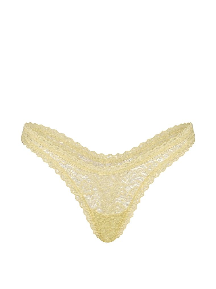 Ultra-Mini Scoop krajkové tanga. Produkt je žluté barvy a pochází z kolekce Lacie.