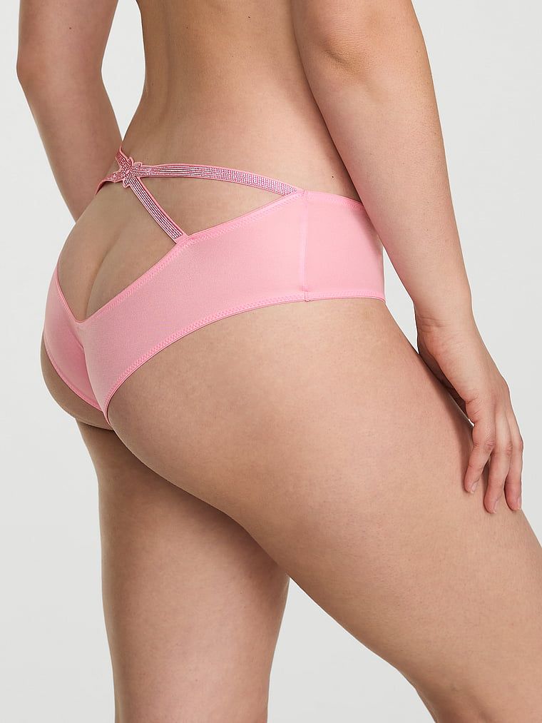 Very Sexy Brazilské kalhotky vzadu do V s třpytivou mašlí