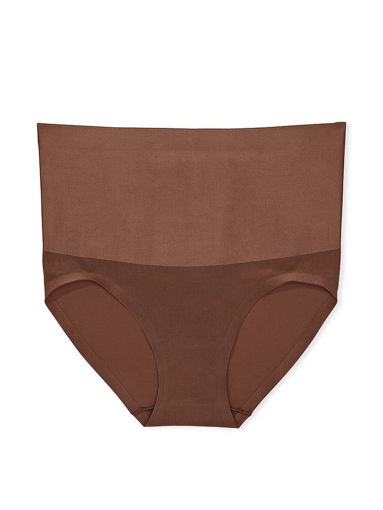 Vyhlazující třpytivé kalhotky s vysokým pasem. Produkt je hnědý a pochází z kolekce Body by Victoria.