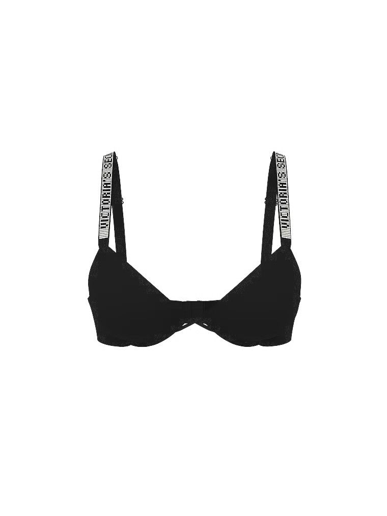 Mírně vyztužená podprsenka s lesklým páskem Shine Strap Demi. Produkt je černý a pochází z kolekce Very Sexy.