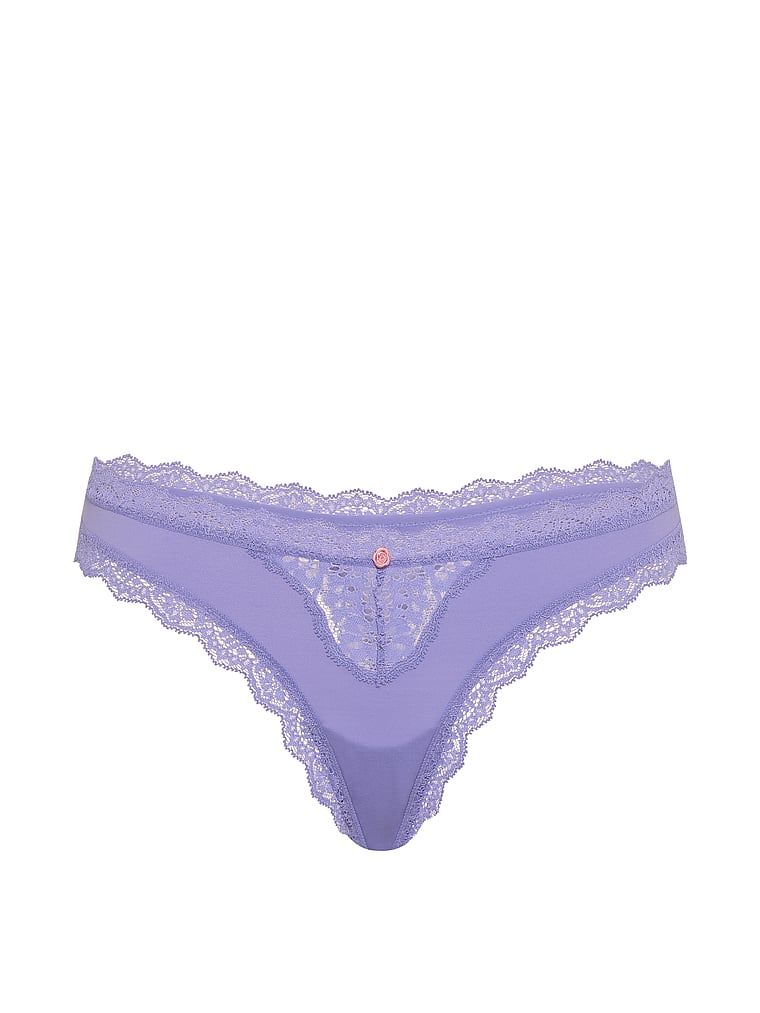 Tanga s krajkovým lemem. Produkt je modré barvy a pochází z kolekce Dream Angels.
