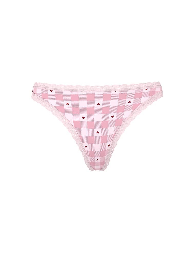 Bavlněné tanga s krajkou na okrajích Lace-Waist. Produkt je vzorovaný a pochází z kolekce Lace Trim.