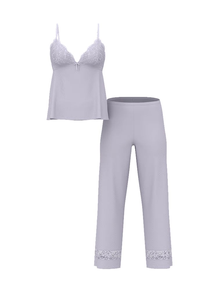 Modální pyžamo – ramínková halenka a dlouhé kalhoty SoSoft. Produkt je fialové barvy a pochází z kolekce Victoria's Secret.