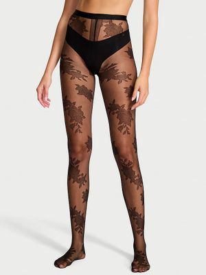 Very Sexy Velmi sexy punčochové kalhoty s motivem růží