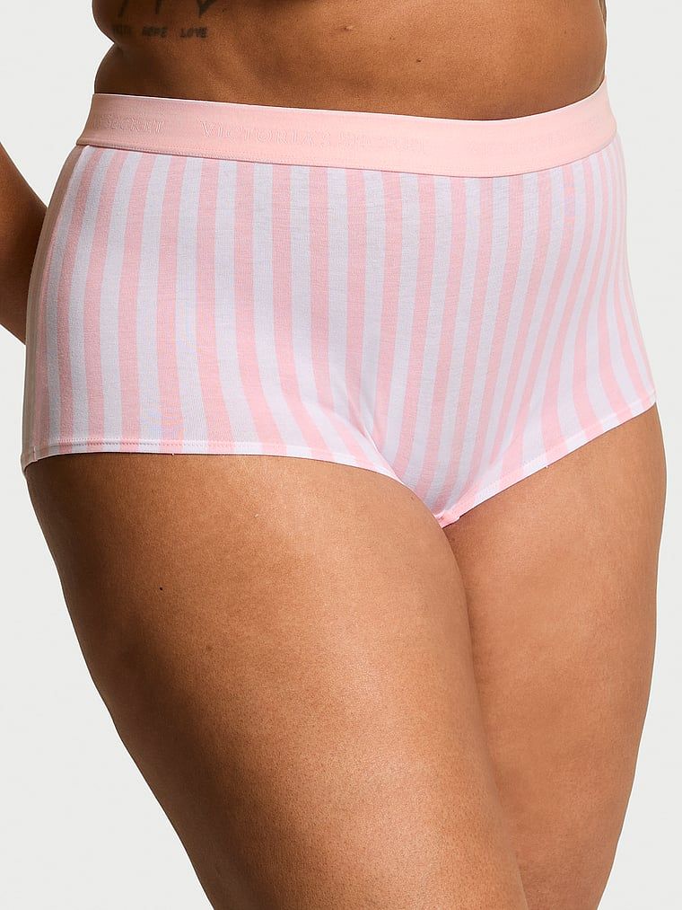 Bavlněné kalhotky s logem v pase Boyshort. Výrobek má pruhovaný vzor a pochází z kolekce Cotton.