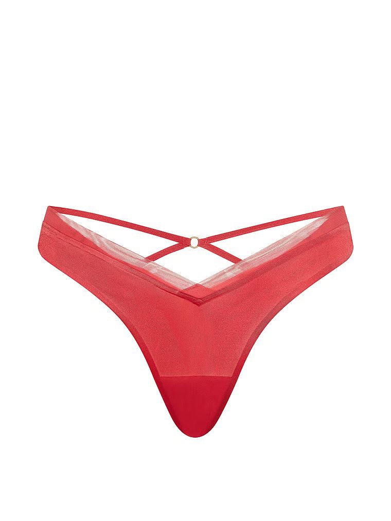 Tanga s ramínky na zádech Sheer Reveal. Produkt je růžové barvy a pochází z kolekce Very Sexy.