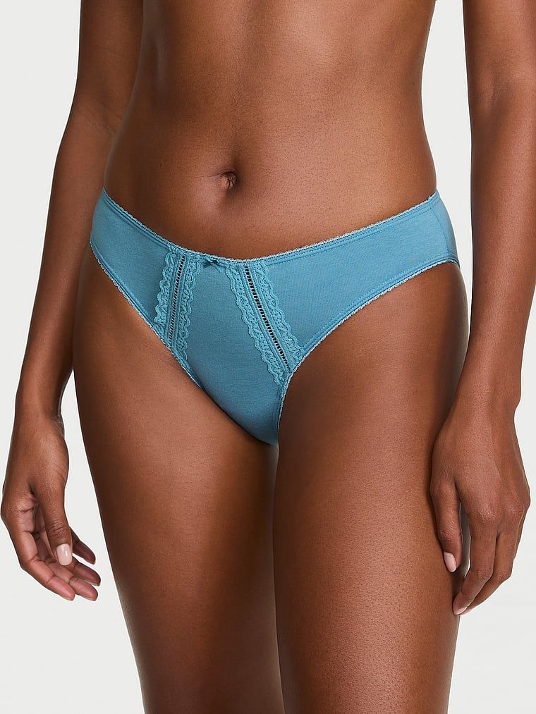 Victoria's Secret Bavlněné bikiny kalhotky s krajkovým lemem