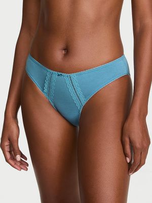Victoria's Secret Bavlněné bikiny kalhotky s krajkovým lemem