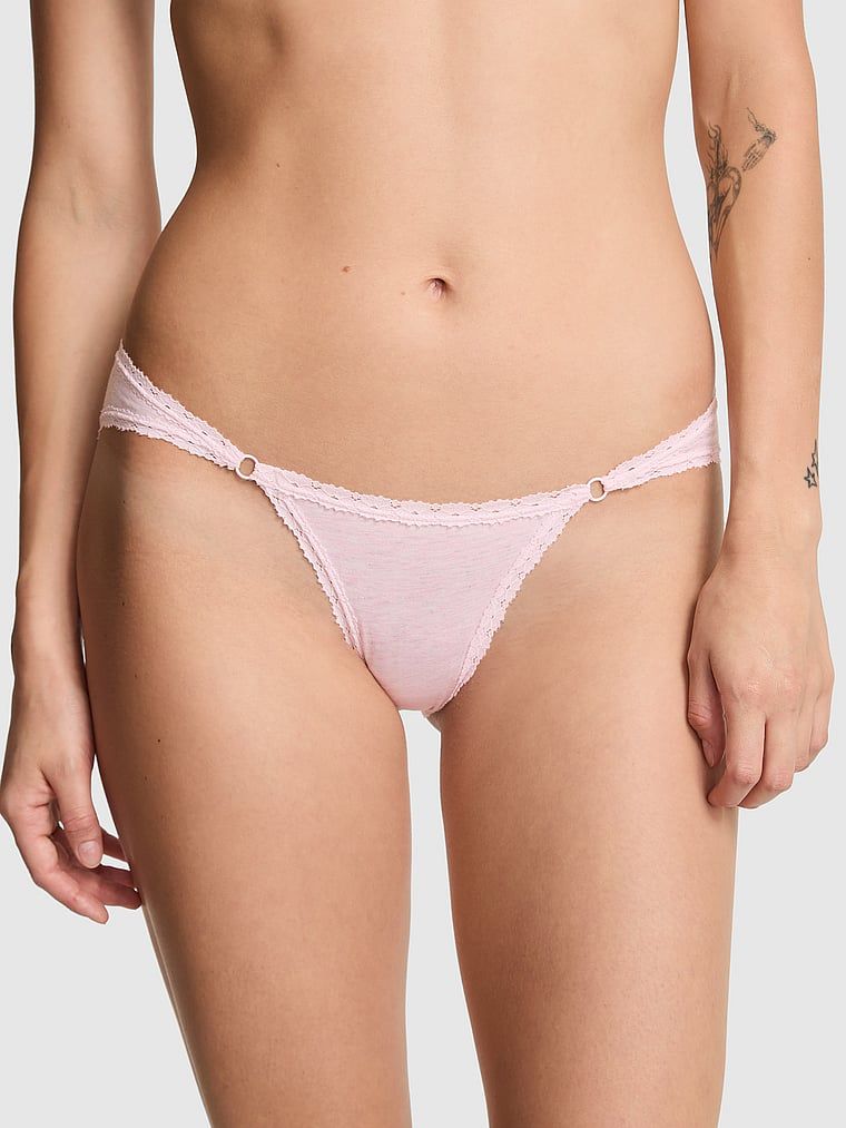 Kalhotky Cotton Lace-Trim Low-Rise Cheeky