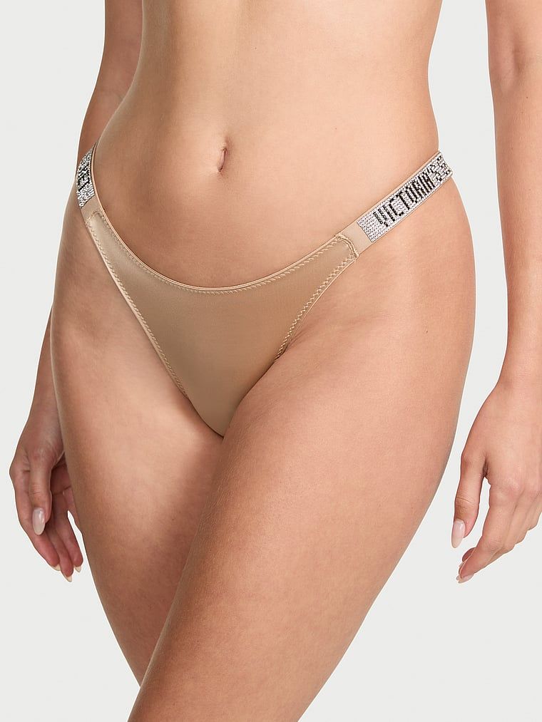 Brazilské kalhotky s lesklými ramínky Shine Strap Brazilian. Produkt je béžový a pochází z kolekce Very Sexy.
