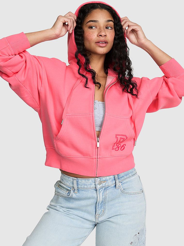 Krátká mikina s kapucí na zip Campus Fleece