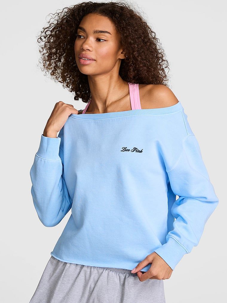 Campus Fleece Rib Off-shoulder Sweatshirt