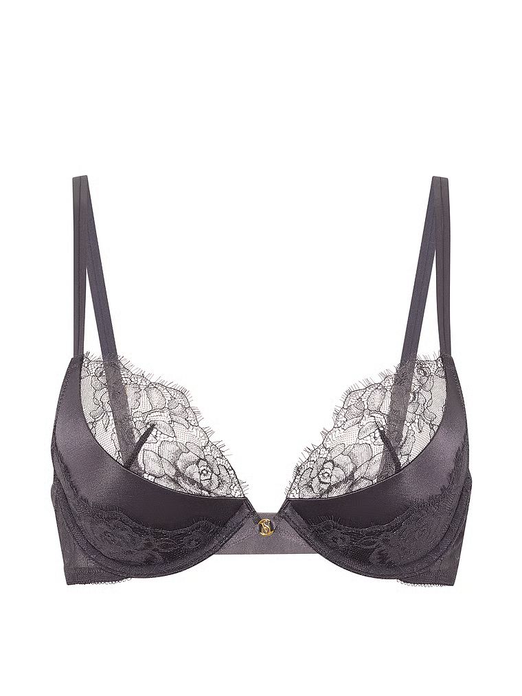 Podprsenka na push-up s hlubokými krajkovými vložkami. Produkt je šedobarevný a pochází z kolekce Very Sexy.