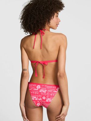 PINK Nízké cheeky bikini kalhotky se zavazováním na bocích