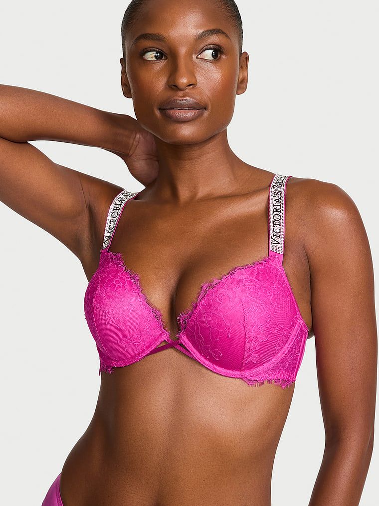 Very Sexy Krajková třpytivá push-up podprsenka Bombshell Add-2-Cups Shine Strap