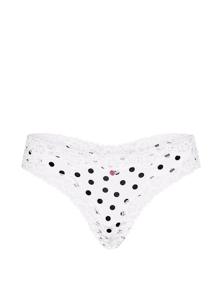 Bavlněná tanga s krajkou a lemem s krajkou. Produkt je vzorovaný a pochází z kolekce Lace Trim.