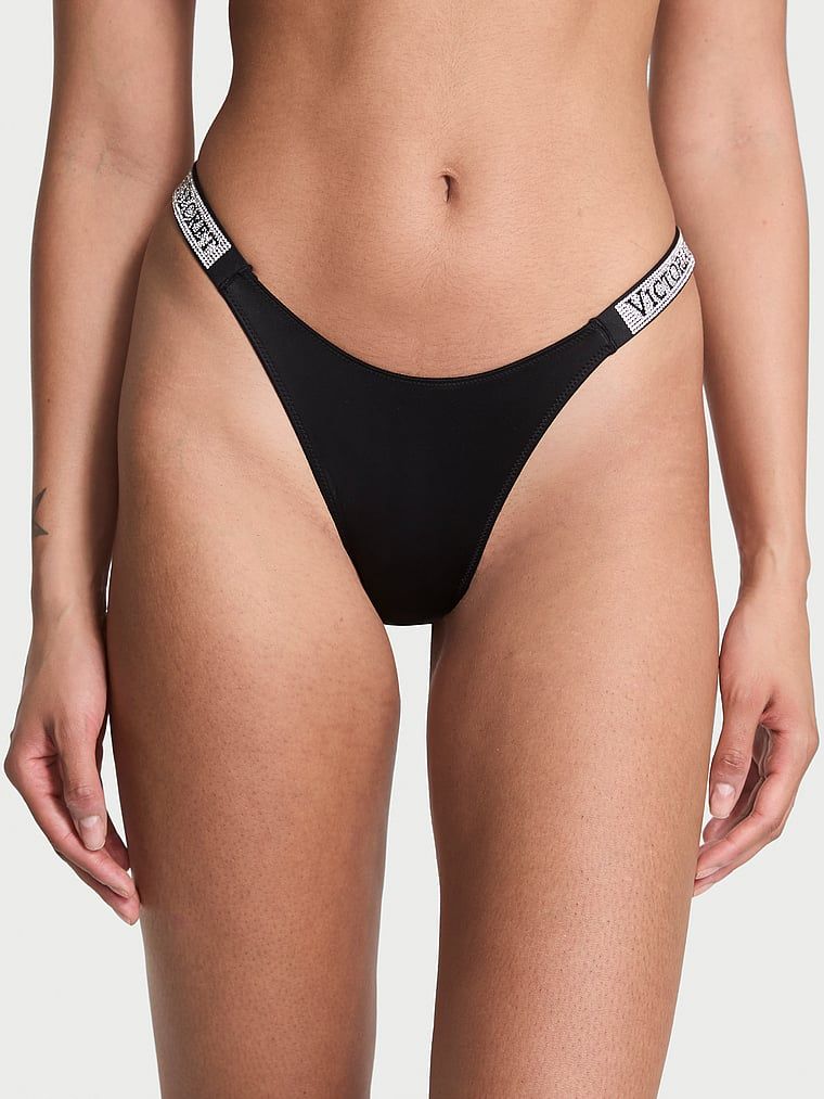 Brazilské kalhotky s brazilskými proužky Shine Strap. Produkt je černý a pochází z kolekce Very Sexy.