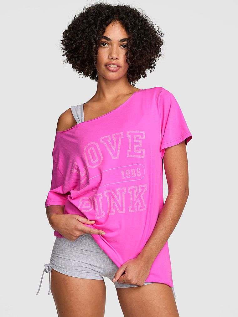 Tričko s odhalenými rameny Campus Cotton PINK
