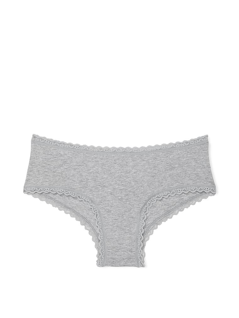 Bavlněné kalhotky s krajkou na okrajích Lace-Waist Cheeky. Produkt je šedý a pochází z kolekce Lacie.