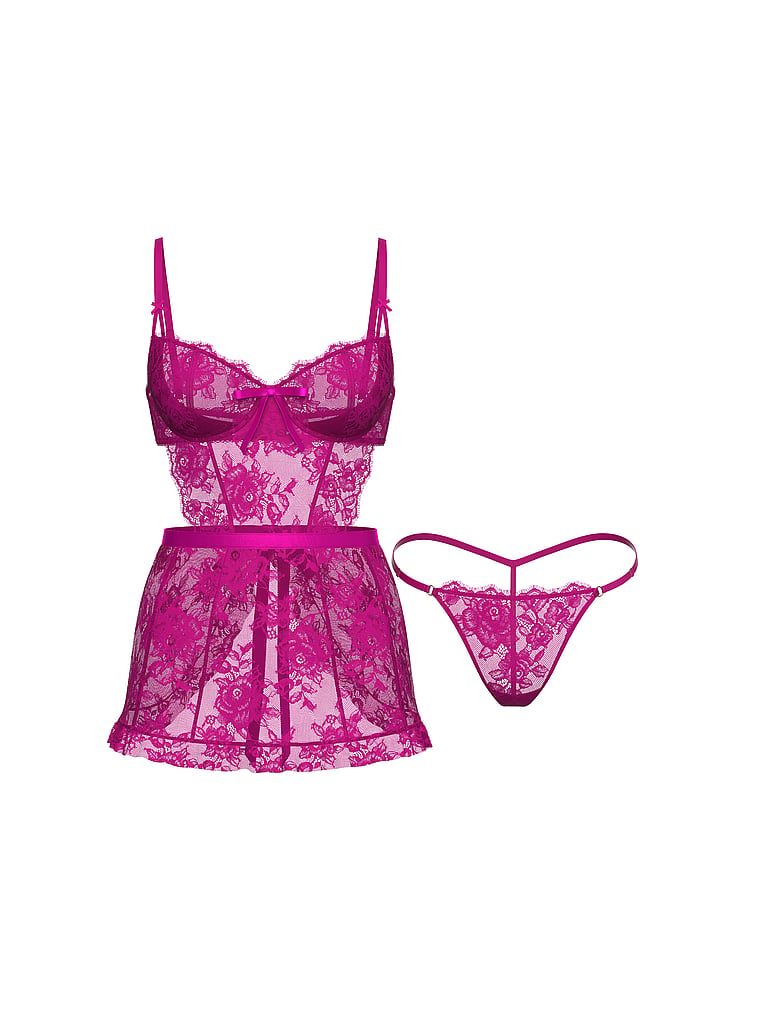 Zástěra a tanga Wicked Rose Lace. Produkt je vícebarevný a pochází z kolekce Very Sexy.