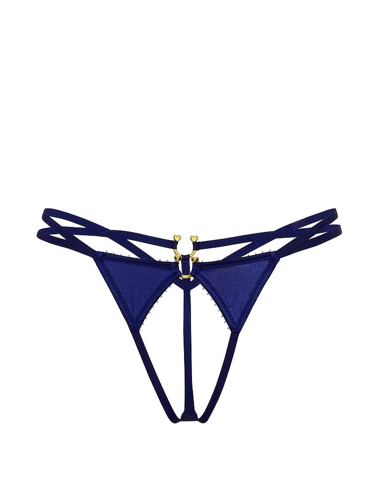 Tanga bez kování na pásky se stopou. Produkt je modré barvy a pochází z kolekce Very Sexy.