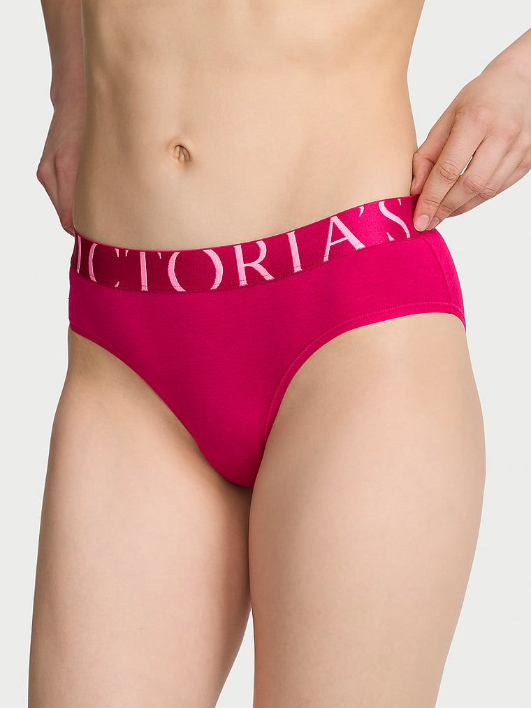 Logo Hiphugger s bavlněnými kalhotkami. Produkt je růžové barvy a pochází z kolekce Cotton.