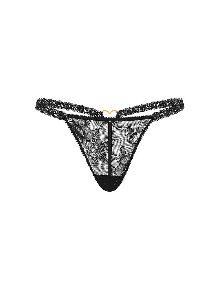 Krajkové tanga se srdcem na zádech Rose Lace Heart Hardware. Produkt je černý a pochází z kolekce Very Sexy.