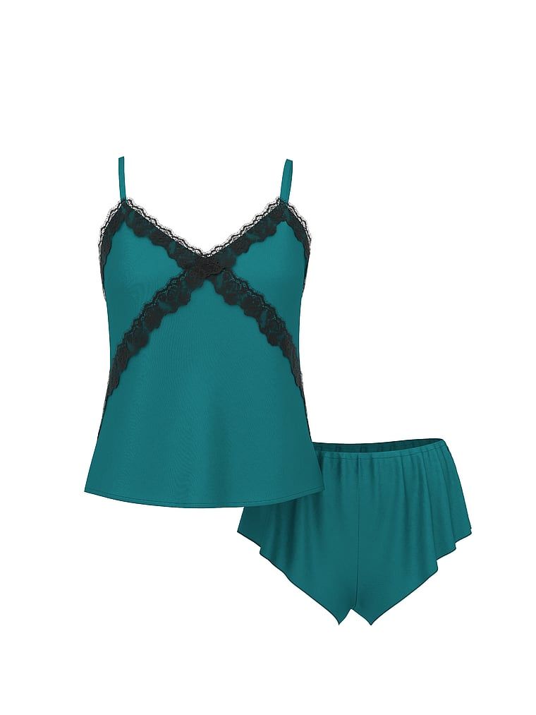 Sada krajek na spaní Satin Rose s krajkou na lemování. Produkt je modré barvy a pochází z kolekce Very Sexy.