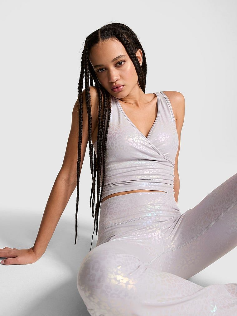 PINK Relay S řasením Wrap Top s podprsenkou