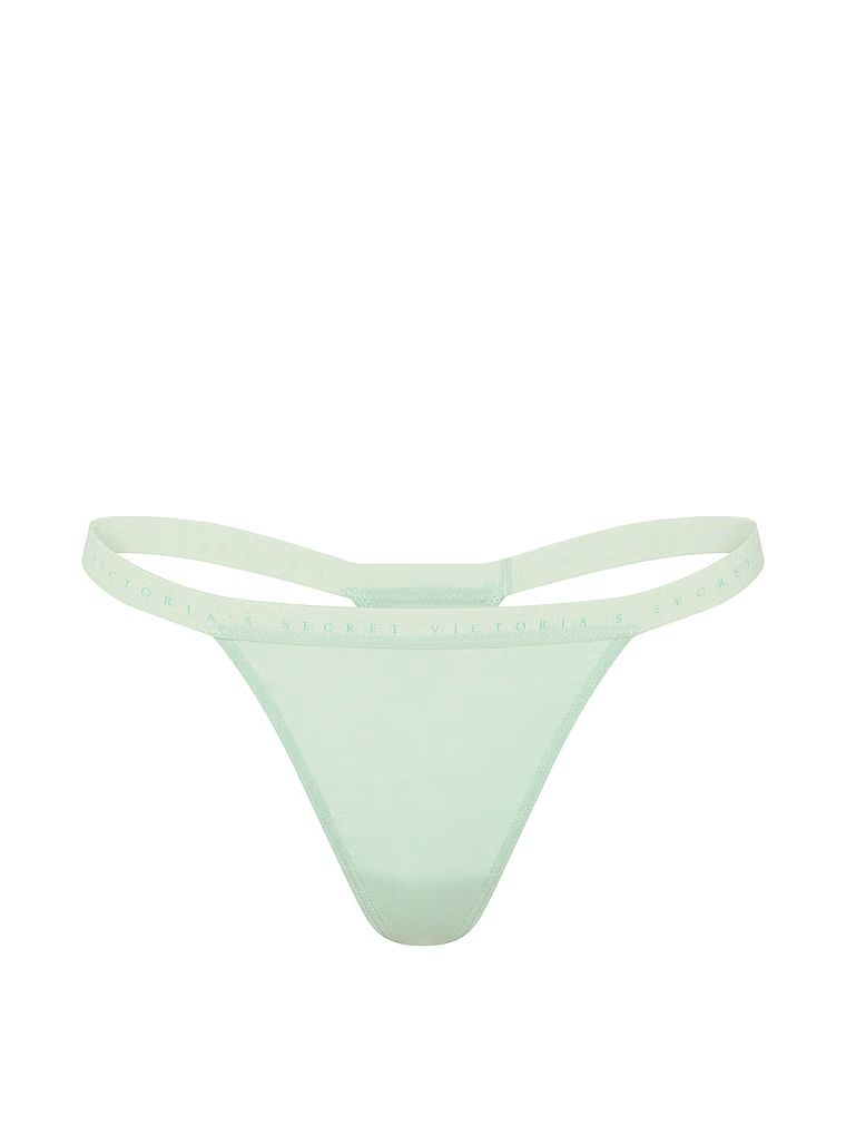 Pružné bavlněné tanga. Produkt je modré barvy a pochází z kolekce Victoria's Secret.