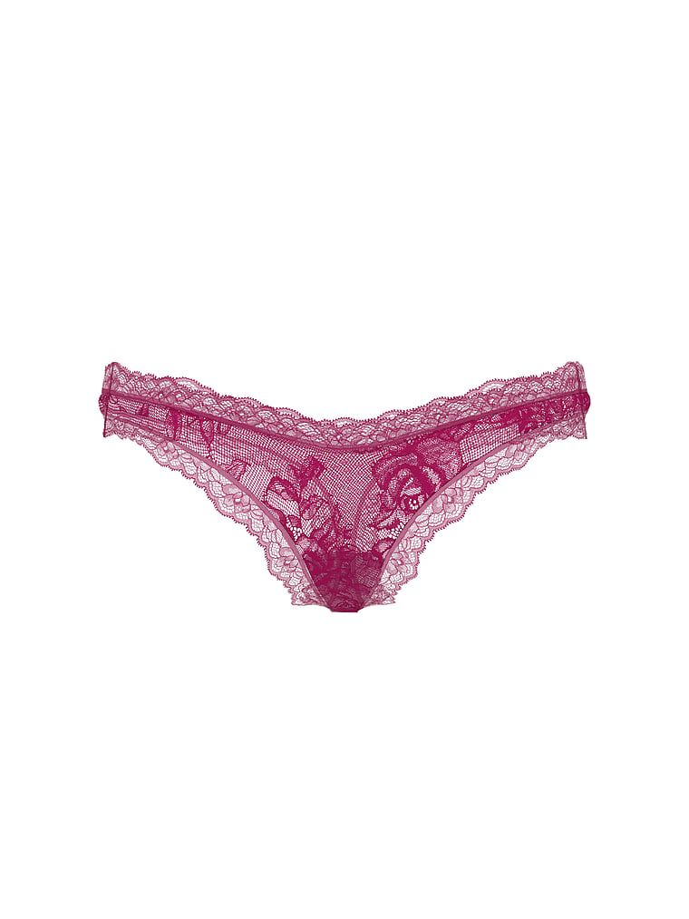 Tanga z růžové krajky s vysoko střiženými nohavicemi. Produkt je růžový a pochází z kolekce Very Sexy.