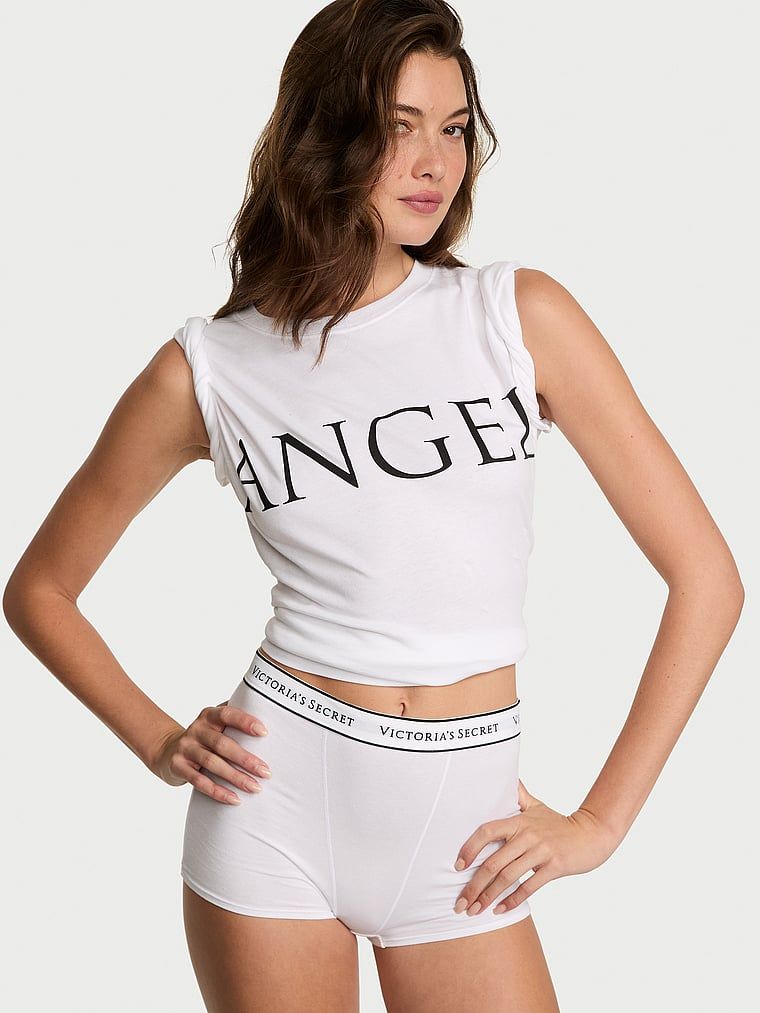 Bavlněné oversize tričko VSFS 2025. Produkt je bílé barvy a pochází z kolekce Angel Essentials.