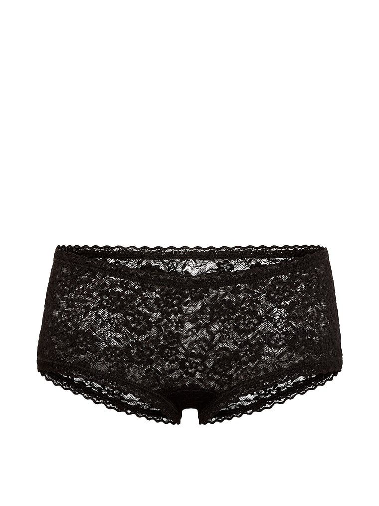 Krajkové kraťasy s nízkým pasem Boyshorts. Produkt je černý a pochází z kolekce Lacie.