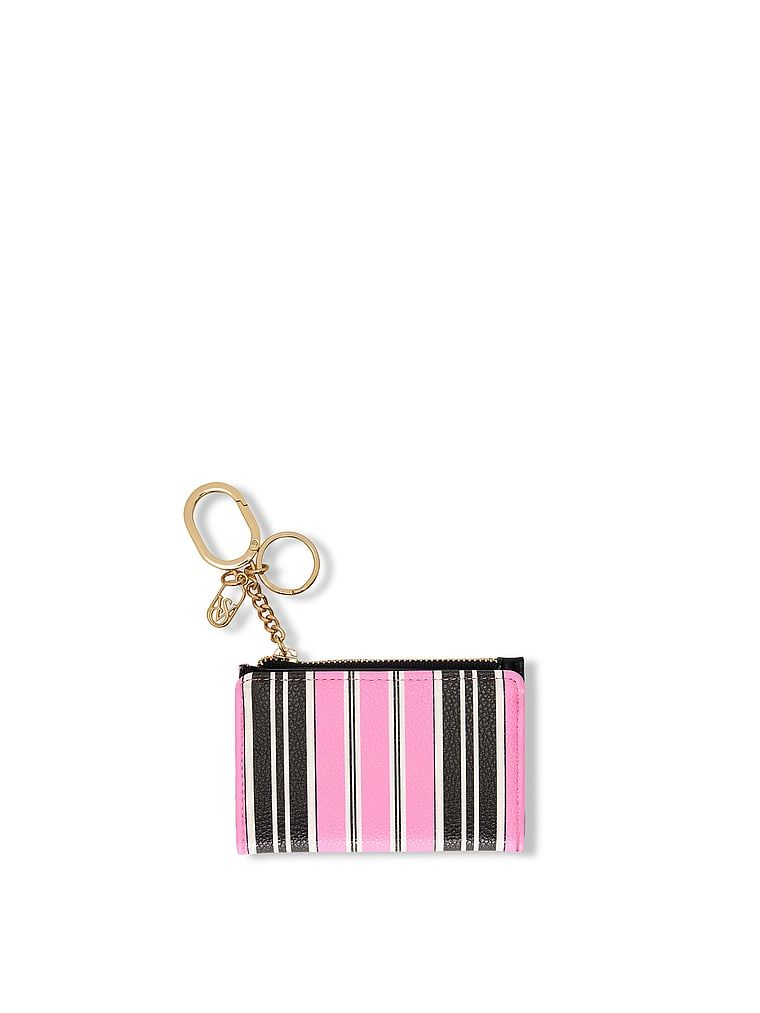 Pink and Black Stripe Skládací pouzdro na karty Victoria