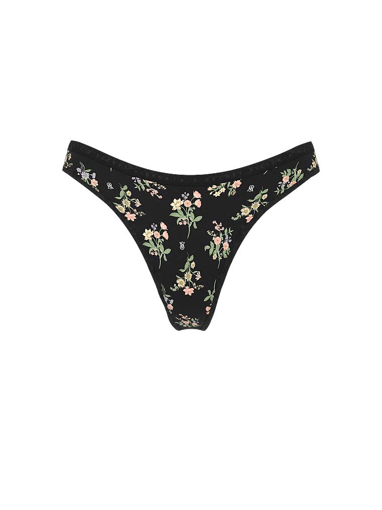 Bavlněné tanga s vysokými nohavičkami. Produkt má květinový vzor a pochází z kolekce Victoria's Secret.