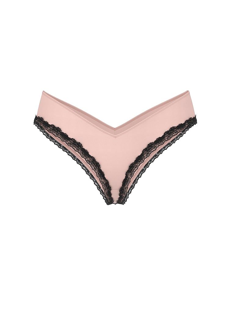 Krajkové kalhotky s krajkou na okrajích a vysoko střiženými nohavičkami: Lace-Lem Cheeky. Produkt je růžové barvy a pochází z kolekce Very Sexy.