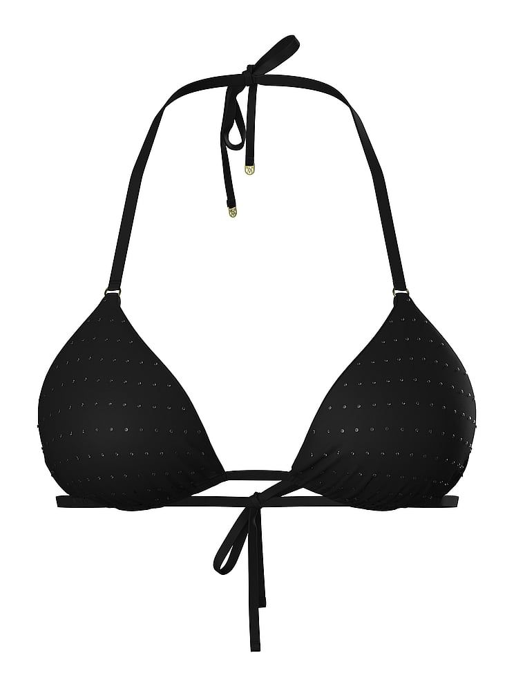 Essential Diamante bikinový top. Produkt je černý a pochází z kolekce Victoria's Secret Swim.