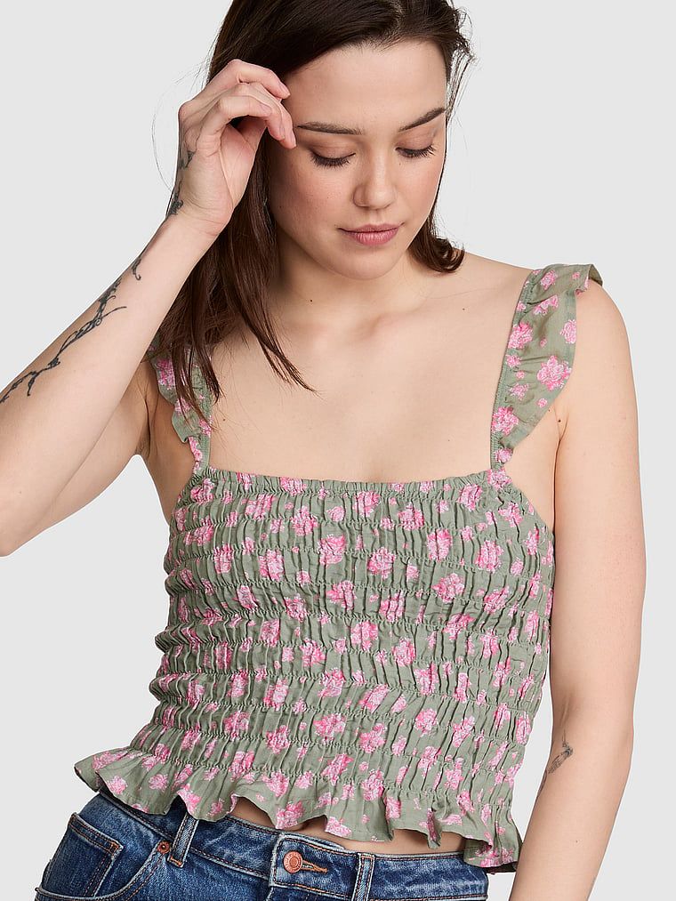 Řasený top na ramínka Flirty Fit