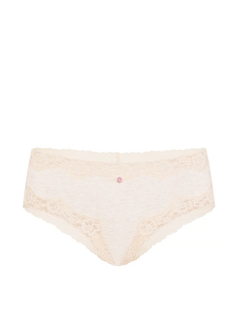 Bavlněné kalhotky s krajkou na okrajích Lace-Waist Cheeky. Produkt je béžové barvy a pochází z kolekce Lace Trim.