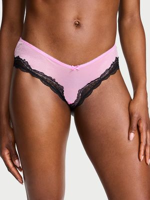 Victoria's Secret Dráždivé třpytivé průsvitné kalhotky s vysoko vykrojenou nohavičkou