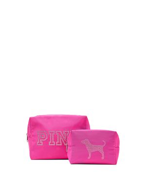 PINK Sada dvou kosmetických taštiček se zipem nahoře