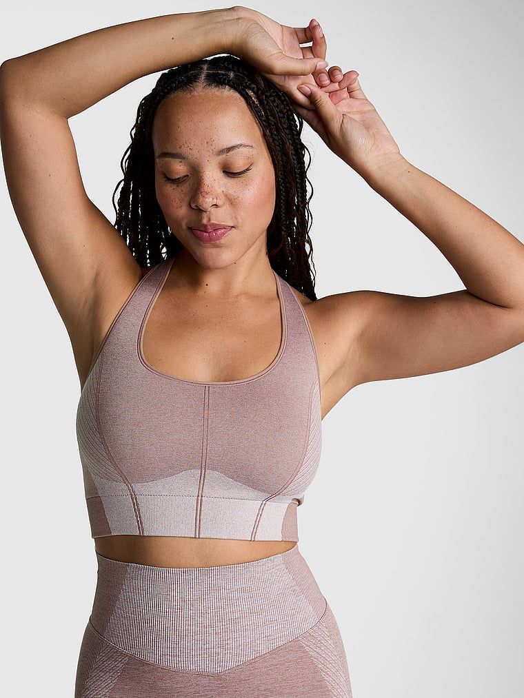 PINK Bezešvá sportovní podprsenka longline Marl