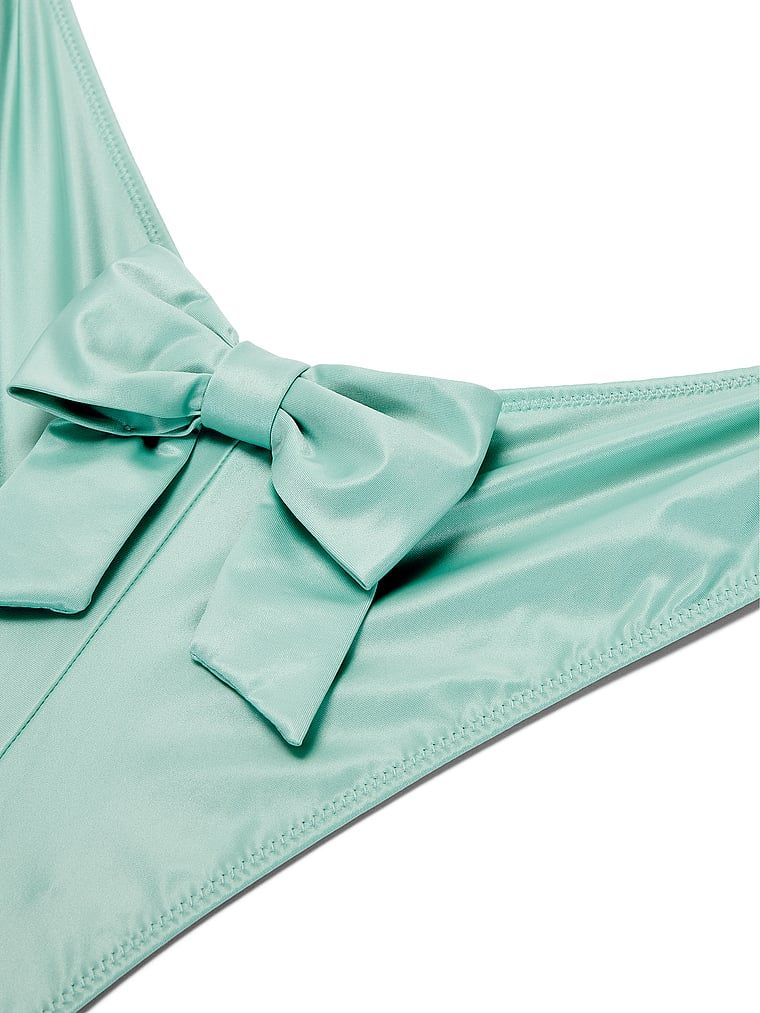 Satónové brazilské saténové kalhotky s mašlí. Produkt je modré barvy a pochází z kolekce Dream Angels.