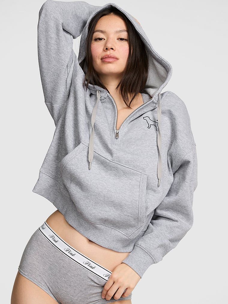 Mikina s kapucí a krátkým zipem Campus Fleece