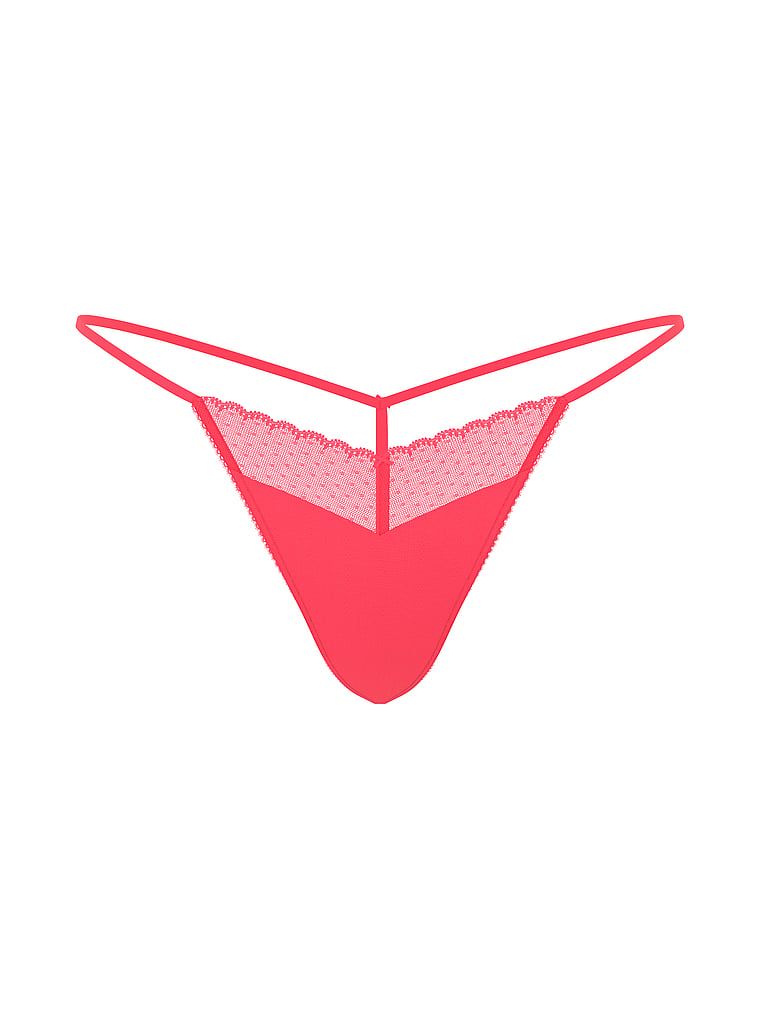 Tanga Krajka Pointelle. Produkt je růžové barvy a pochází z kolekce Victoria's Secret.