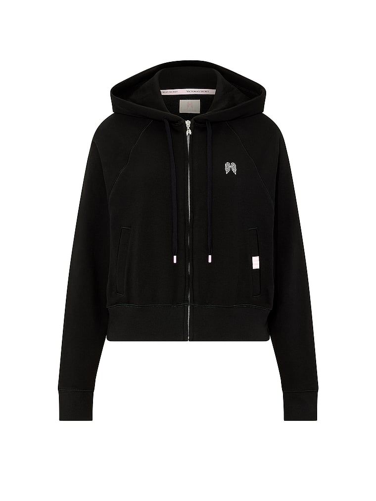 Bavlněná mikina se zipem a mikina Terry Hoodie. Produkt je černý a pochází z kolekce Angel Essentials.